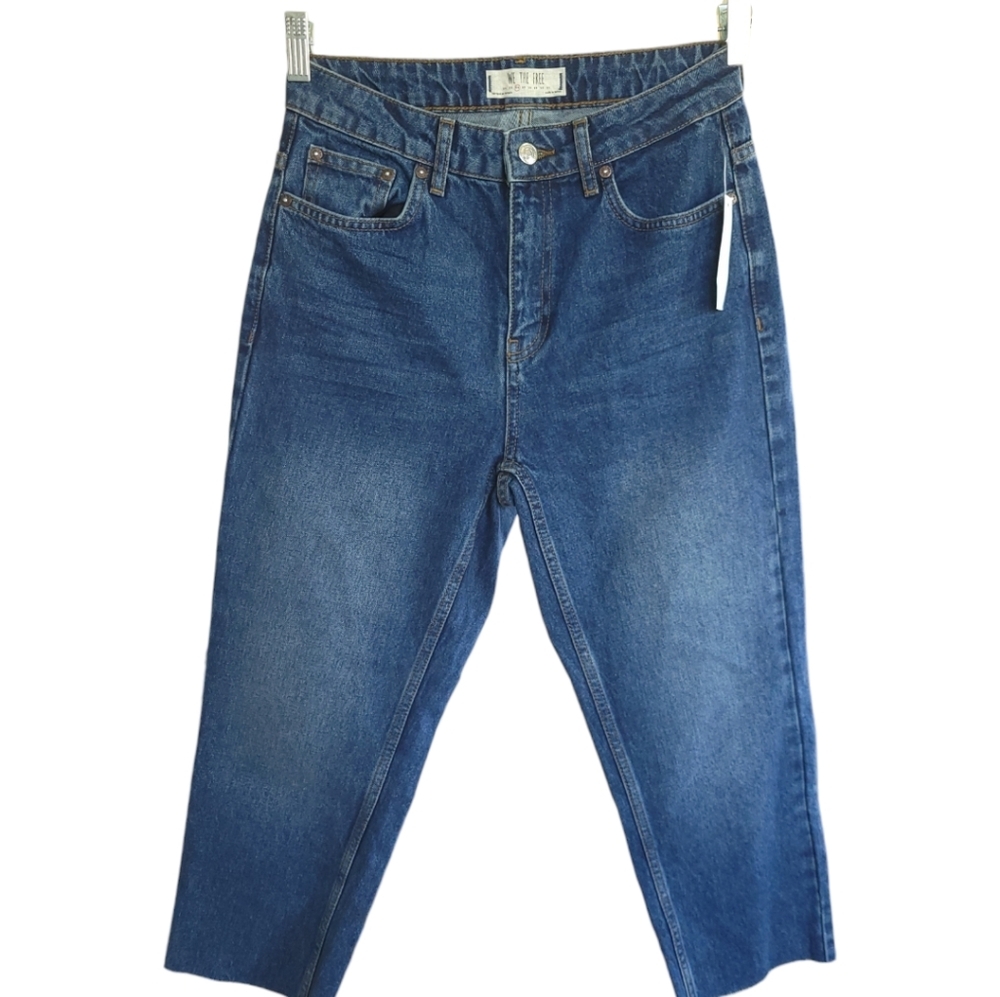 We The Free High Rise Mom Jeans 26 Raw Hem Cropped Y2K Retro Streetwear Denim